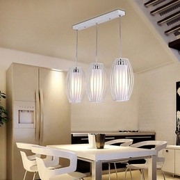 Lampada a sospensione moderna in metallo bianco con paralume in PVC bianco