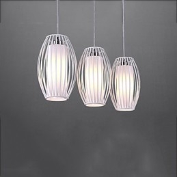 Lampada a sospensione moderna in metallo bianco con paralume in PVC bianco