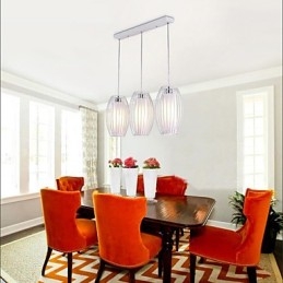 Lampada a sospensione moderna in metallo bianco con paralume in PVC bianco