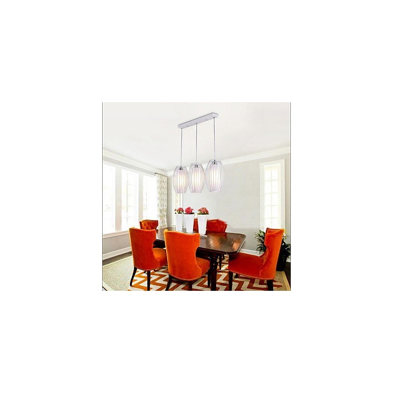 Lampada a sospensione moderna in metallo bianco con paralume in PVC bianco
