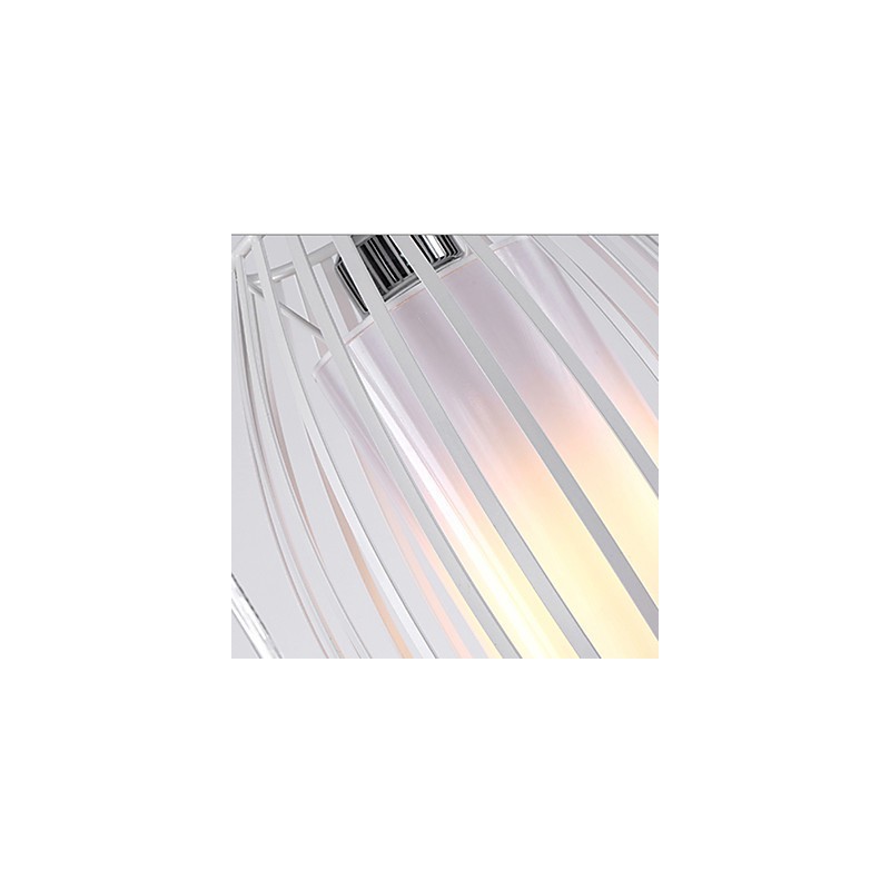 Lampada a sospensione moderna in metallo bianco con paralume in PVC bianco