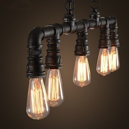 Lampada a sospensione mini classica in metallo giallo, 5 luci E26/E27, 100 cm