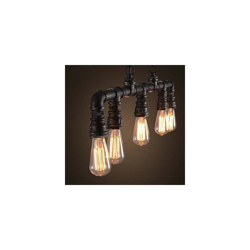 Lampada a sospensione mini classica in metallo giallo, 5 luci E26/E27, 100 cm