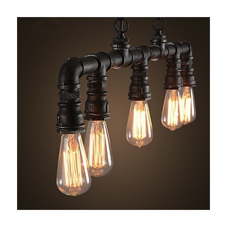 Lampada a sospensione mini classica in metallo giallo, 5 luci E26/E27, 100 cm