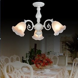 Lampadario a soffitto a filo 3 luci bianco retrò classico