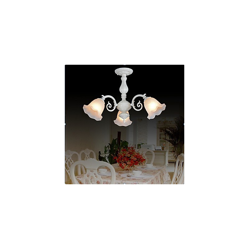 Lampadario a soffitto a filo 3 luci bianco retrò classico