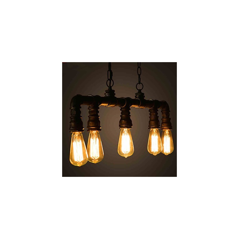 Lampada a sospensione mini classica in metallo giallo, 5 luci E26/E27, 100 cm