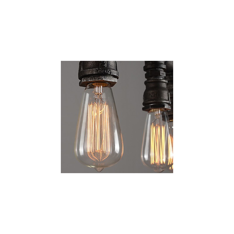Lampada a sospensione mini classica in metallo giallo, 5 luci E26/E27, 100 cm