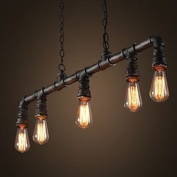 Lampada a sospensione mini classica in metallo giallo, 5 luci E26/E27, 100 cm