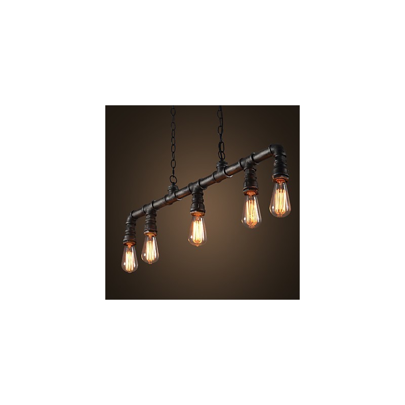 Lampada a sospensione mini classica in metallo giallo, 5 luci E26/E27, 100 cm