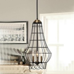 Lampada a sospensione country mini in metallo dipinto 2 lampadine E12/E14
