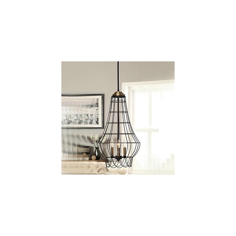 Lampada a sospensione country mini in metallo dipinto 2 lampadine E12/E14
