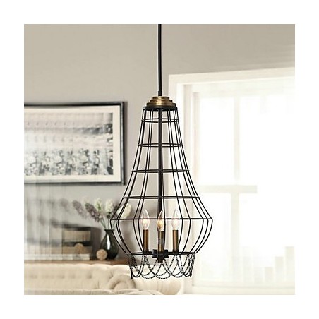 Lampada a sospensione country mini in metallo dipinto 2 lampadine E12/E14