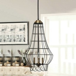 Lampada a sospensione country mini in metallo dipinto 2 lampadine E12/E14