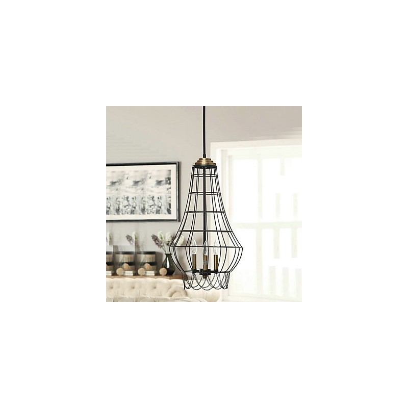Lampada a sospensione country mini in metallo dipinto 2 lampadine E12/E14