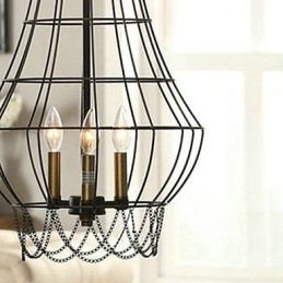 Lampada a sospensione country mini in metallo dipinto 2 lampadine E12/E14
