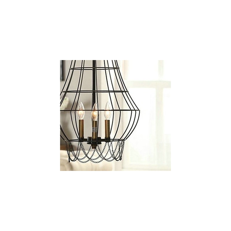Lampada a sospensione country mini in metallo dipinto 2 lampadine E12/E14