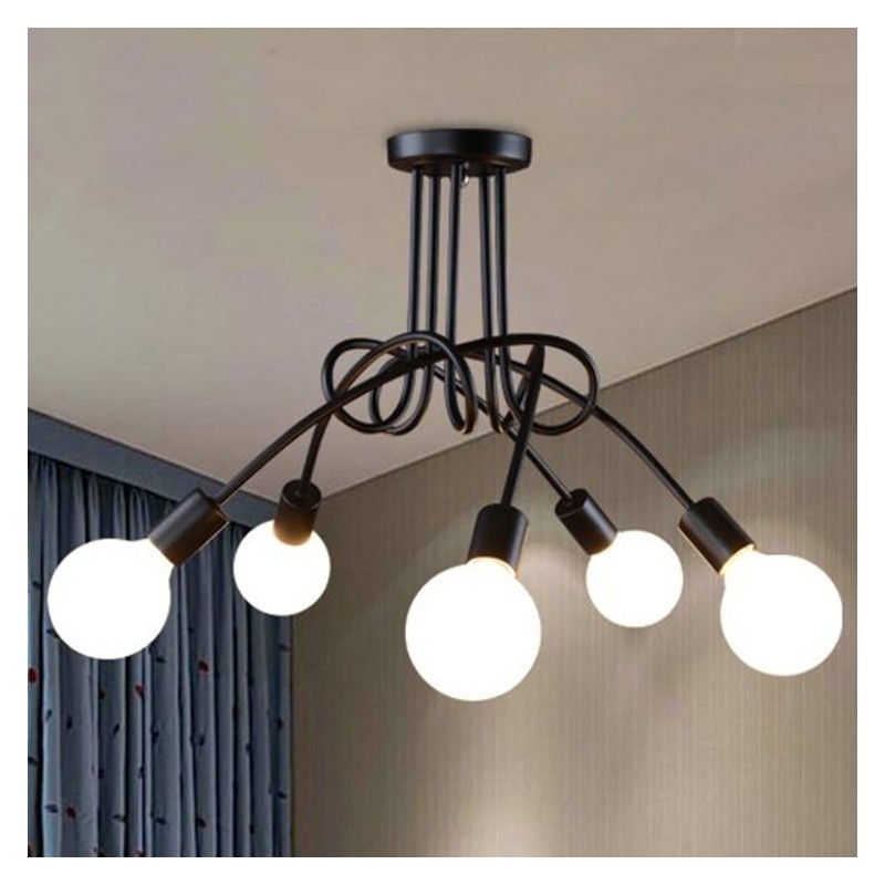 Lampada a sospensione moderna contemporanea in metallo nero