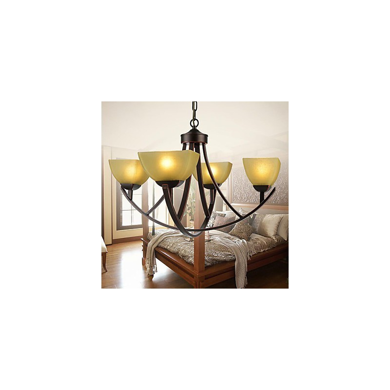 Lampadario classico vintage a 4 luci in metallo