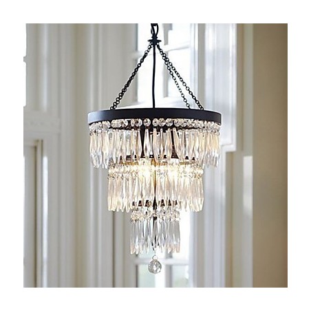 Lampada a sospensione moderna elegante 3 luci in metallo nero e cristallo