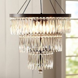 Lampada a sospensione moderna elegante 3 luci in metallo nero e cristallo