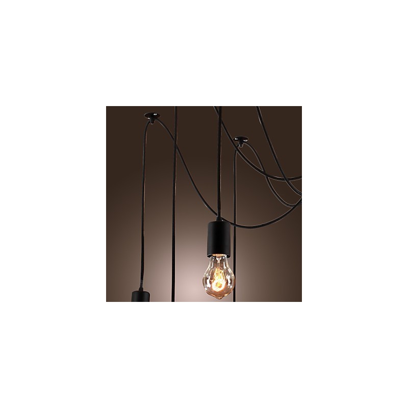 Lampadario vintage nero 10 luci con lampadine incluse, sospensione regolabile