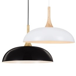 Lampada a sospensione mini 1 luce moderna bianco nero alluminio e legno