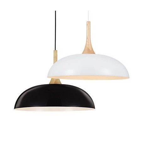 Lampada a sospensione mini 1 luce moderna bianco nero alluminio e legno