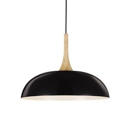 Lampada a sospensione mini 1 luce moderna bianco nero alluminio e legno