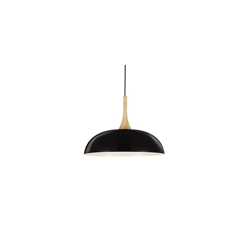 Lampada a sospensione mini 1 luce moderna bianco nero alluminio e legno