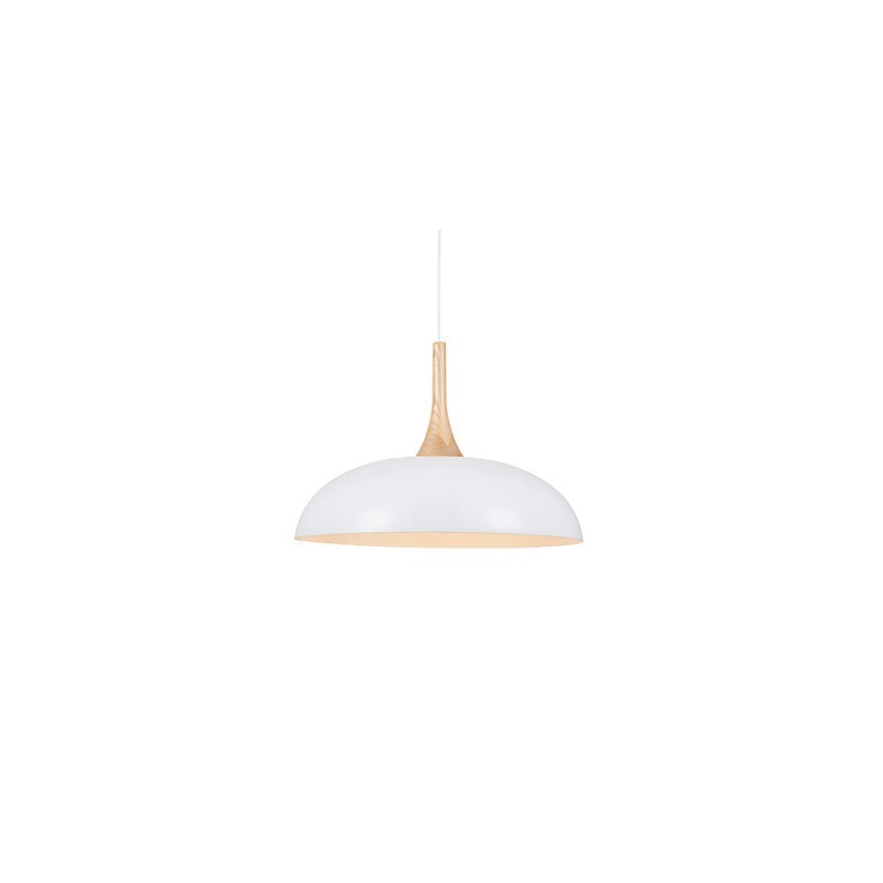 Lampada a sospensione mini 1 luce moderna bianco nero alluminio e legno
