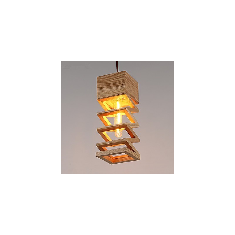 Lampada a sospensione country in legno e bambù