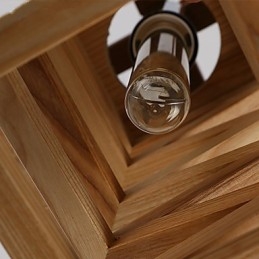 Lampada a sospensione country in legno e bambù