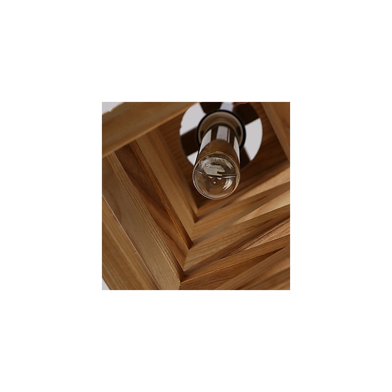 Lampada a sospensione country in legno e bambù