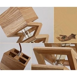 Lampada a sospensione country in legno e bambù