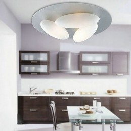 Lampada da soffitto a filo minimalista con paralume bianco in vetro a 3 sfere