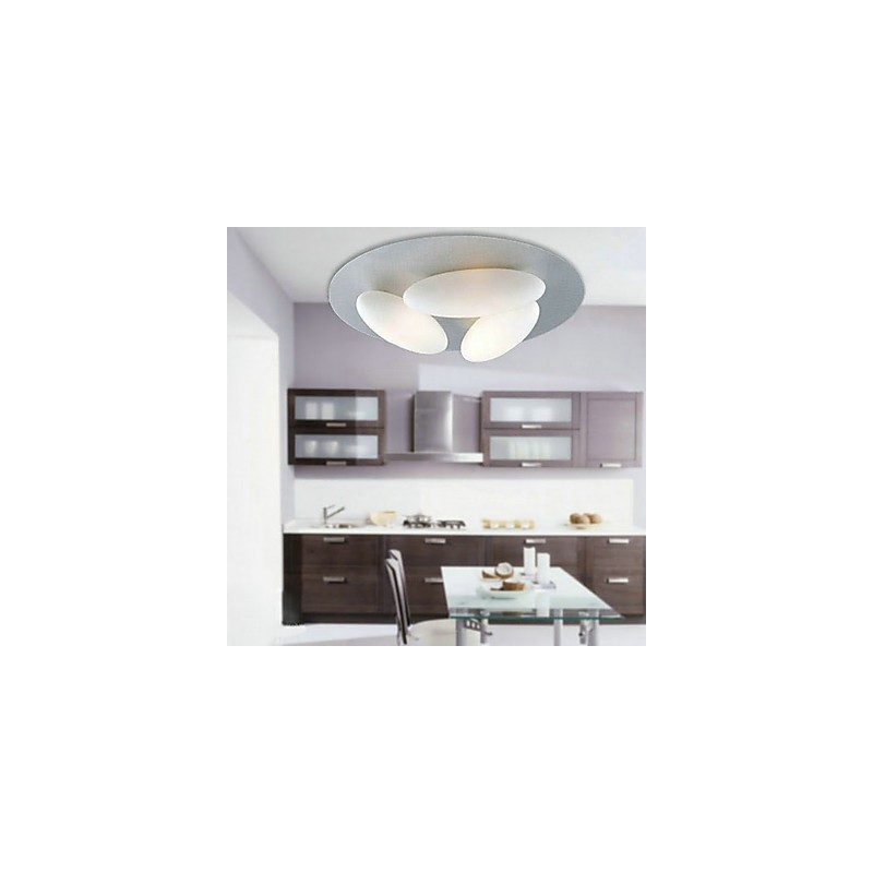Lampada da soffitto a filo minimalista con paralume bianco in vetro a 3 sfere