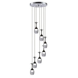 Lampada a sospensione moderna a 7 luci LED integrati cromo