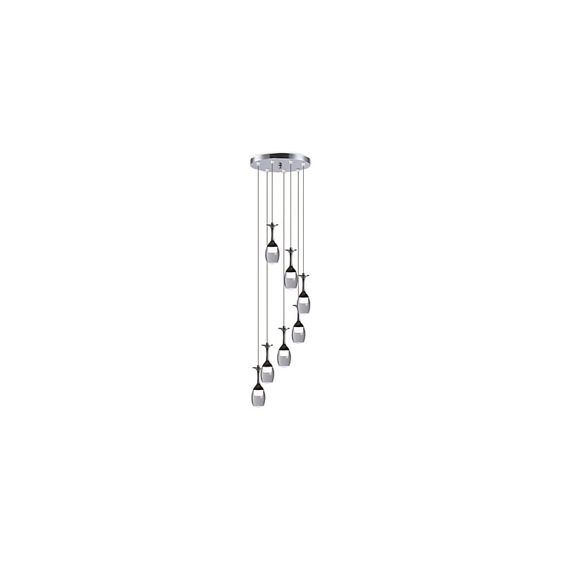 Lampada a sospensione moderna a 7 luci LED integrati cromo
