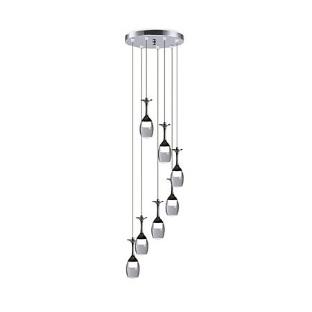Lampada a sospensione moderna a 7 luci LED integrati cromo