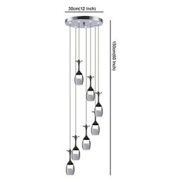 Lampada a sospensione moderna a 7 luci LED integrati cromo