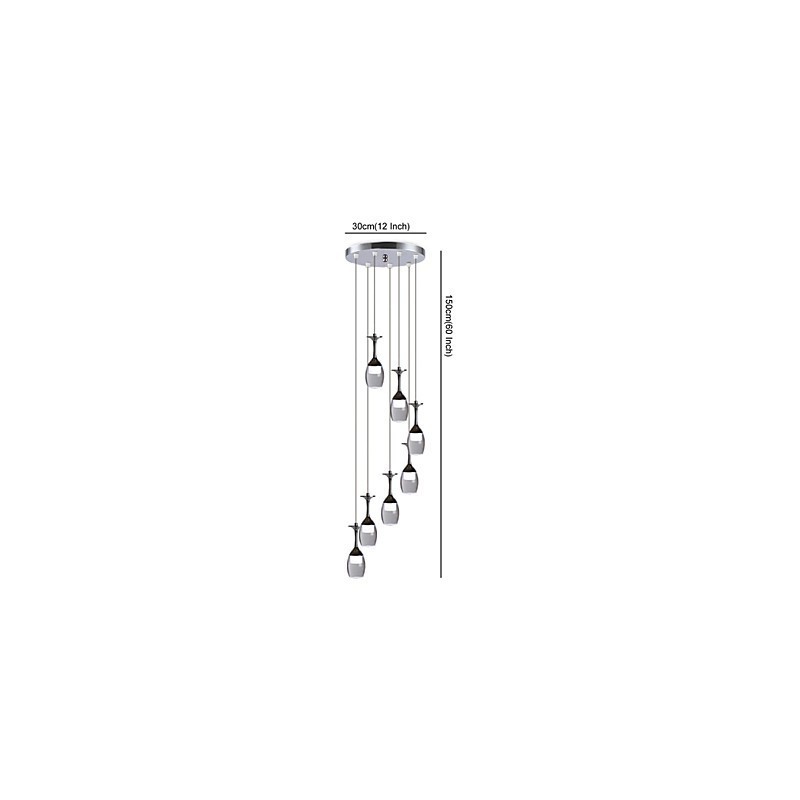 Lampada a sospensione moderna a 7 luci LED integrati cromo