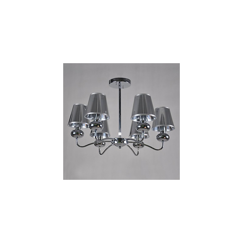 Lampadario a sospensione vintage classico 6 luci in tessuto e metallo dipinto