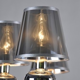 Lampadario a sospensione vintage classico 6 luci in tessuto e metallo dipinto