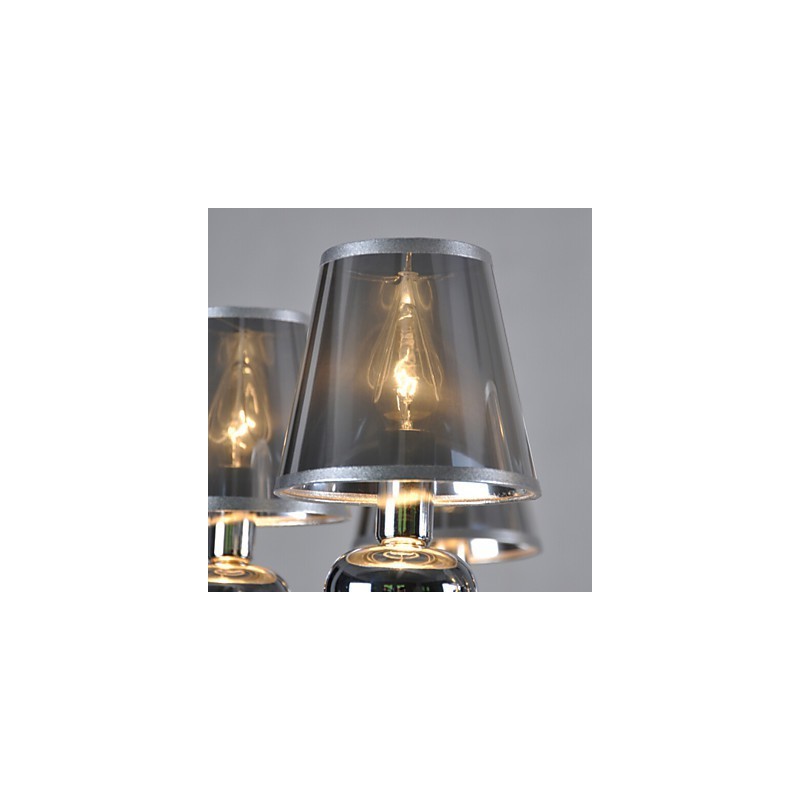 Lampadario a sospensione vintage classico 6 luci in tessuto e metallo dipinto