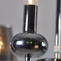 Lampadario a sospensione vintage classico 6 luci in tessuto e metallo dipinto