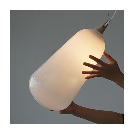 Lampada a sospensione in vetro bianco latte Natural Curve