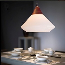 Lampada a sospensione semplice in metallo bianco e vetro bianco, 2 lampadine E26/E27