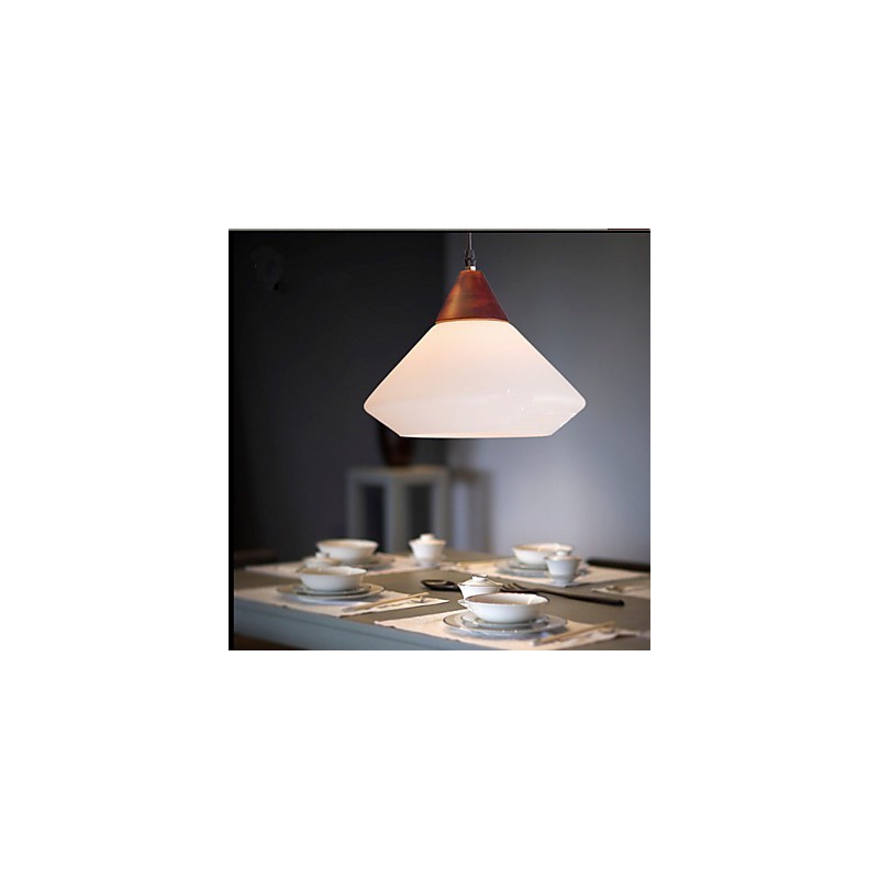Lampada a sospensione semplice in metallo bianco e vetro bianco, 2 lampadine E26/E27