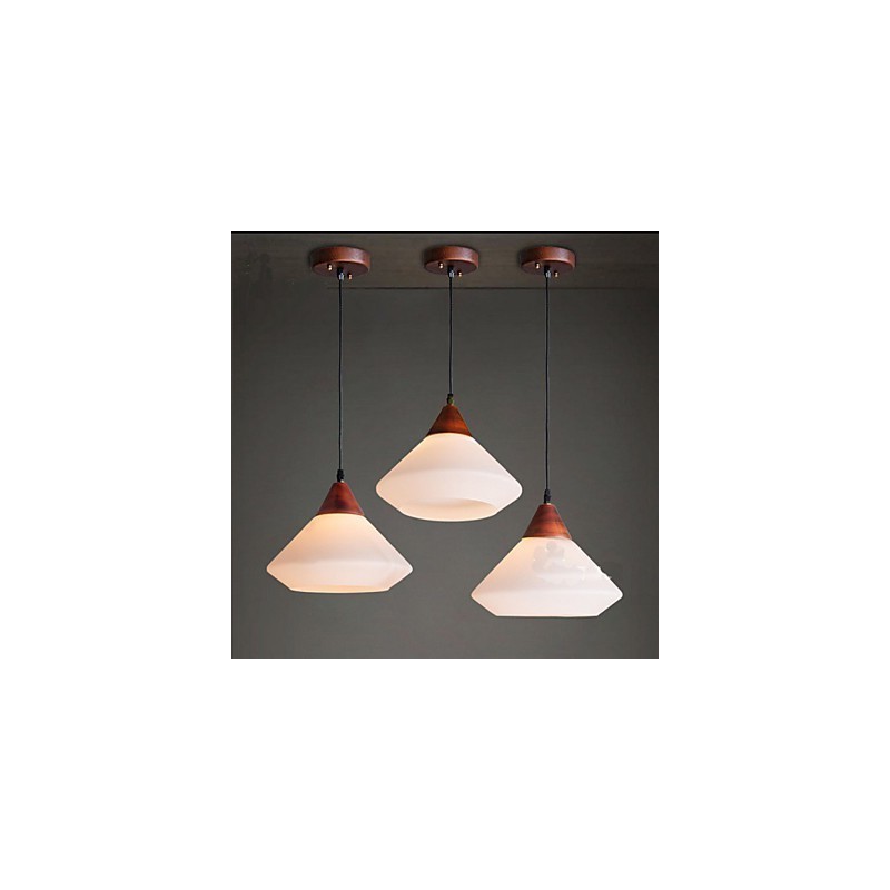 Lampada a sospensione semplice in metallo bianco e vetro bianco, 2 lampadine E26/E27